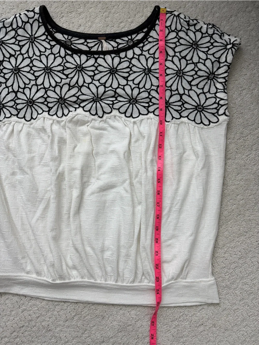 Free‎ People Georgia Bubble top Ivory with black Floral design large
